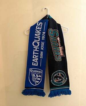 Ruffneck San Jose Sharks Earthquakes Scarf NHL MLS Soccer Hockey Fan Knit